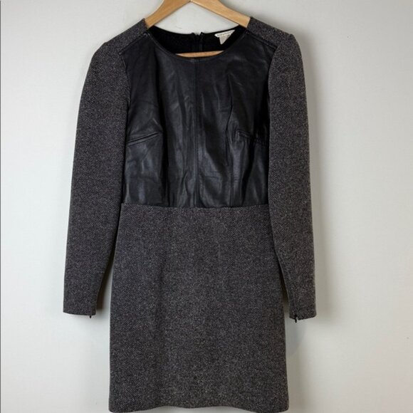 Club Monaco Dayna Herringbone Black Textured Dress - Picture 2 of 9